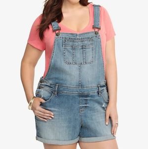 Torrid Overall Shorts -Light Wash with Destruction